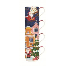 Комплект 4 чаши за кафе и чай 275мл Santa In Town